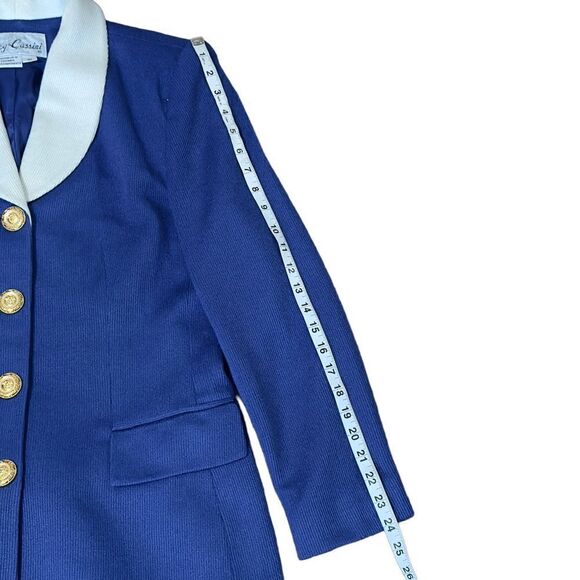 Oleg Cassini Vintage 80’s Royal Blue White Collar Skirt Set Size 10 - Picture 11 of 14